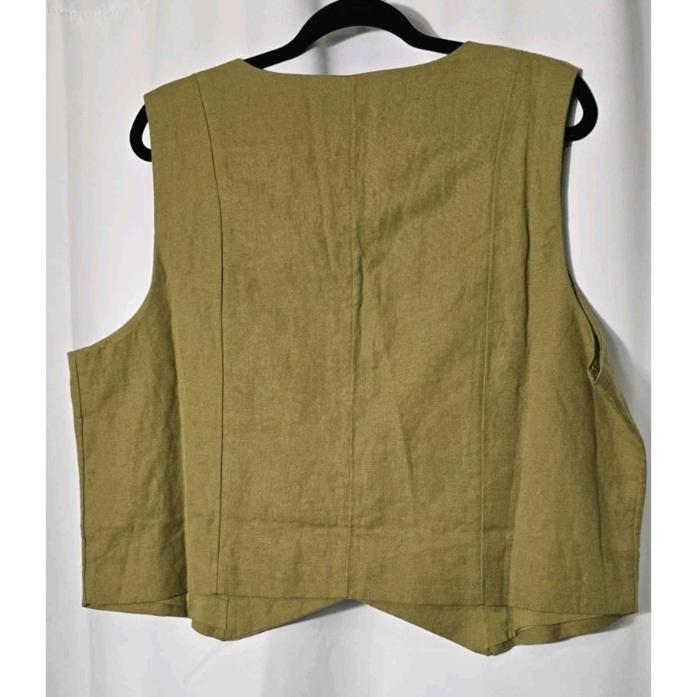 The Drop Women's ESMA Linen BLEND Vest Size XL Olive - Picture 2 of 6